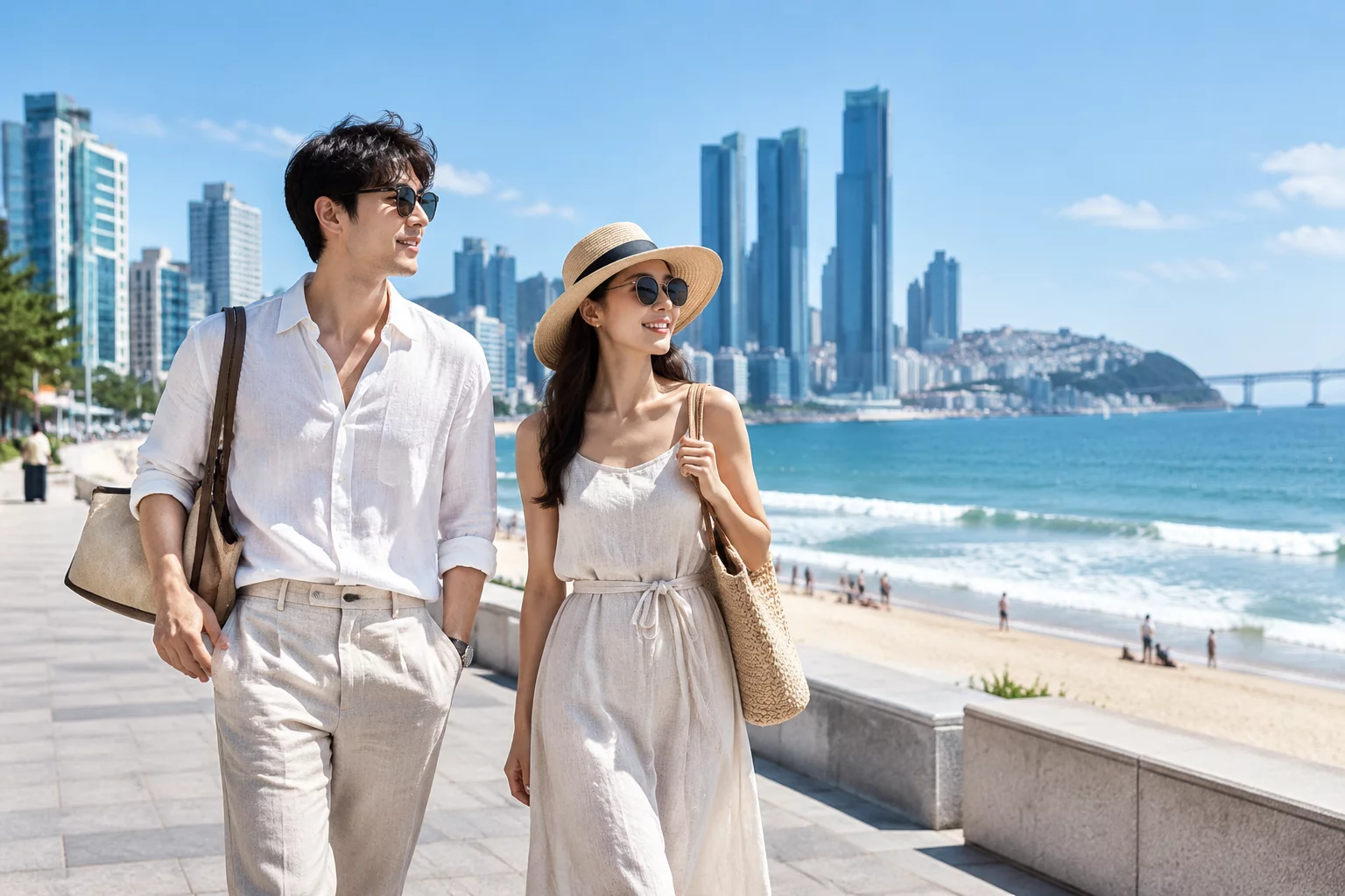 부산 해운대 해변 리조트 룩